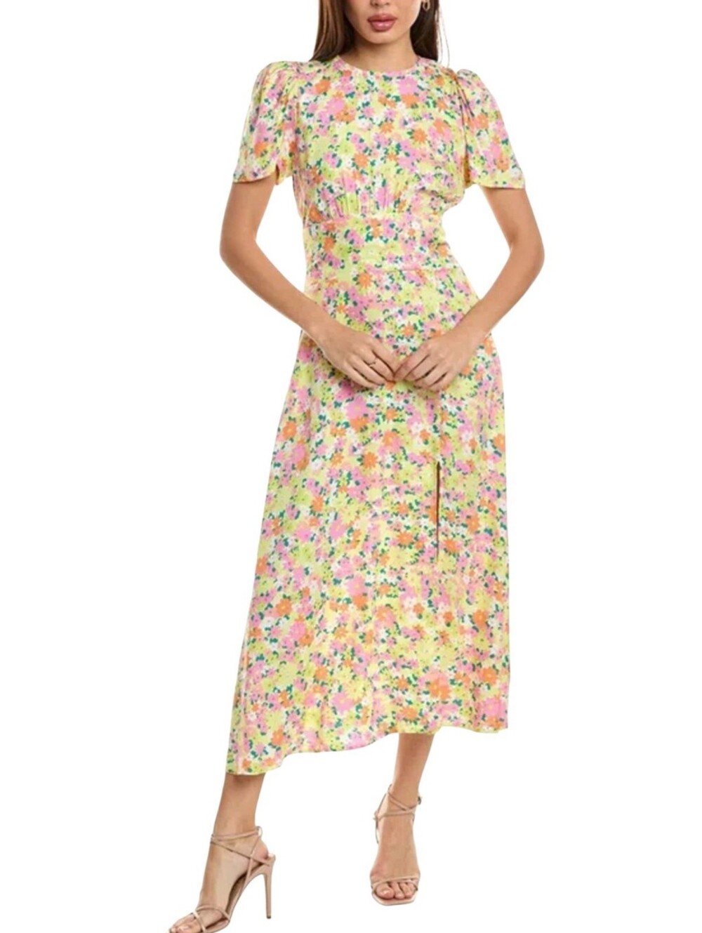 AFRM Yellow Bright Floral Cut-out Back Maxi Dress Size Medium